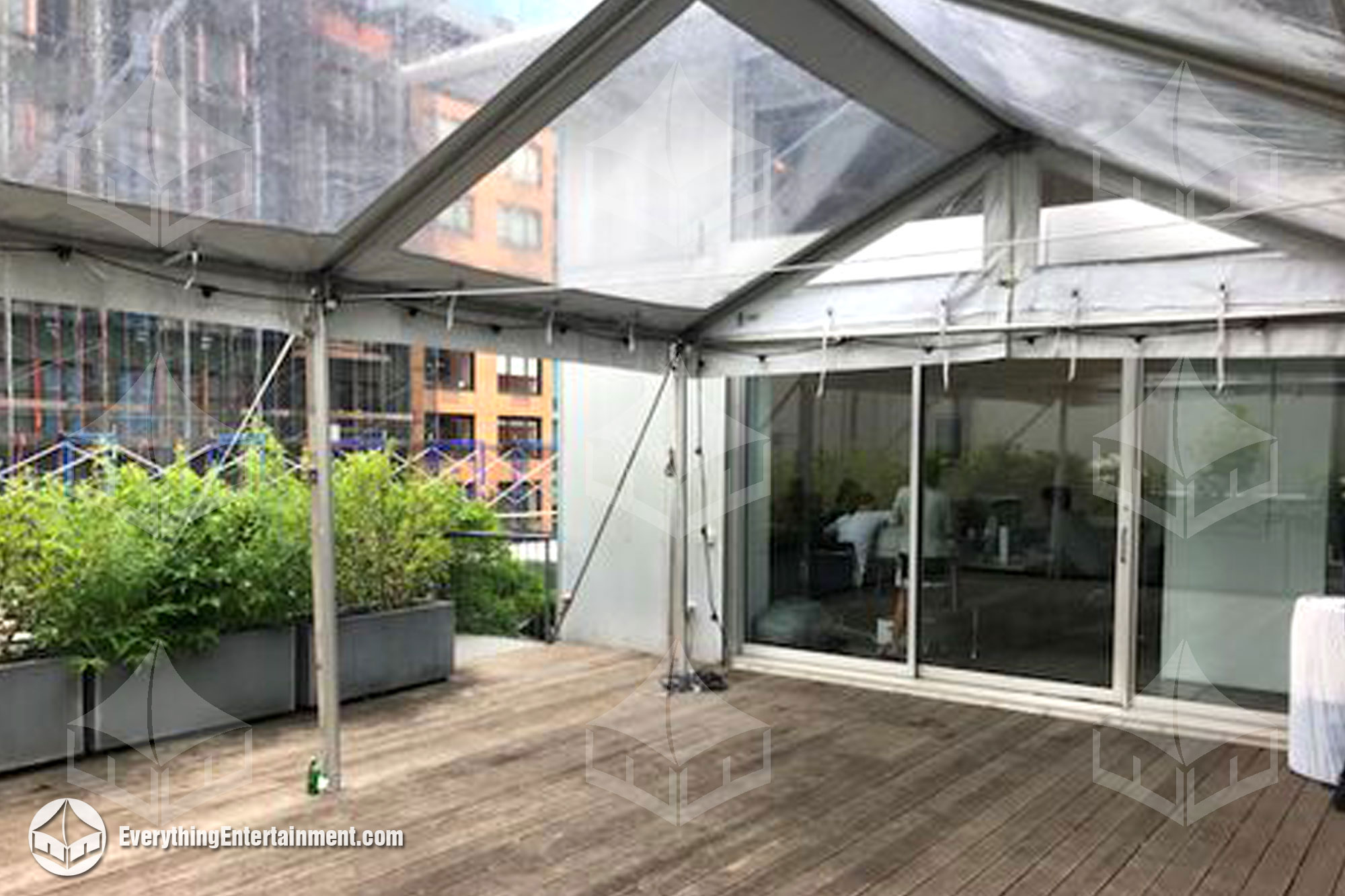 15x20 clear top frame tent on Manhattan rooftop