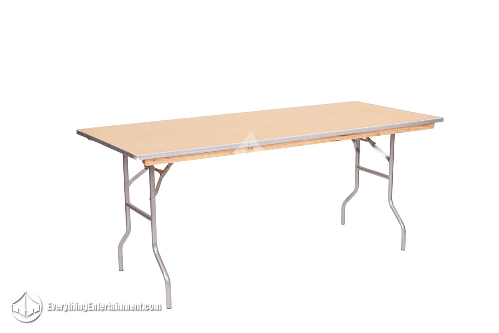 6 foot by 30 inch rectangular banquet table for event rentals on white background