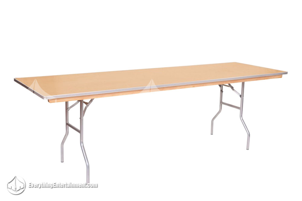 8 foot by 30 inch rectangular banquet table for large event seating on white background