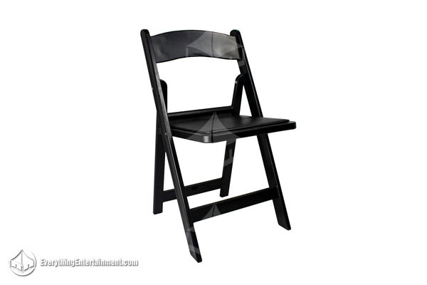 Professional black padded garden folding chair on a white background