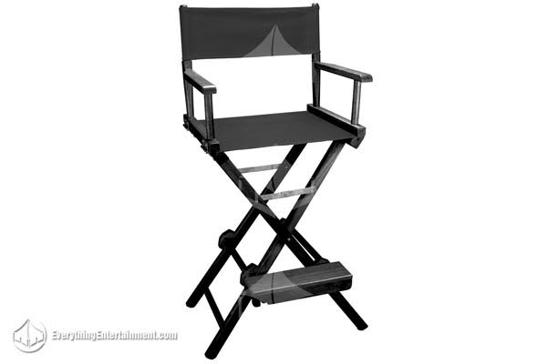 Tall Black Director's chair on white background